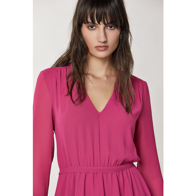 PATRIZIA PEPE Asymmetrical georgette dress - Ceremony Fuchsia 2A2603_A248_M447