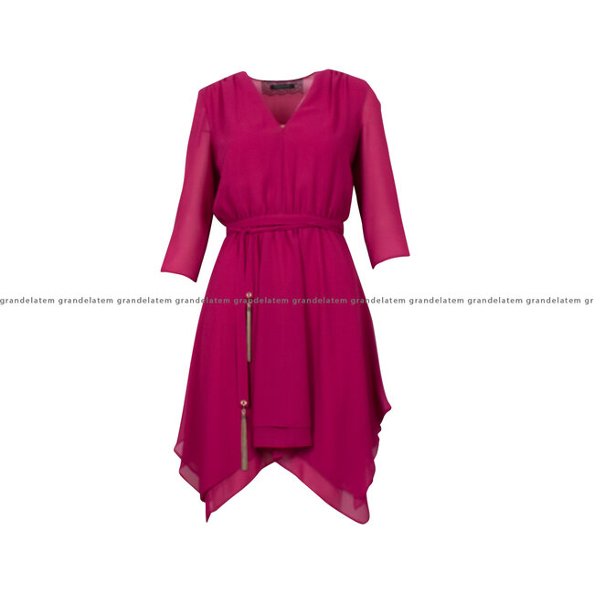 PATRIZIA PEPE Asymmetrical georgette dress - Ceremony Fuchsia 2A2603_A248_M447