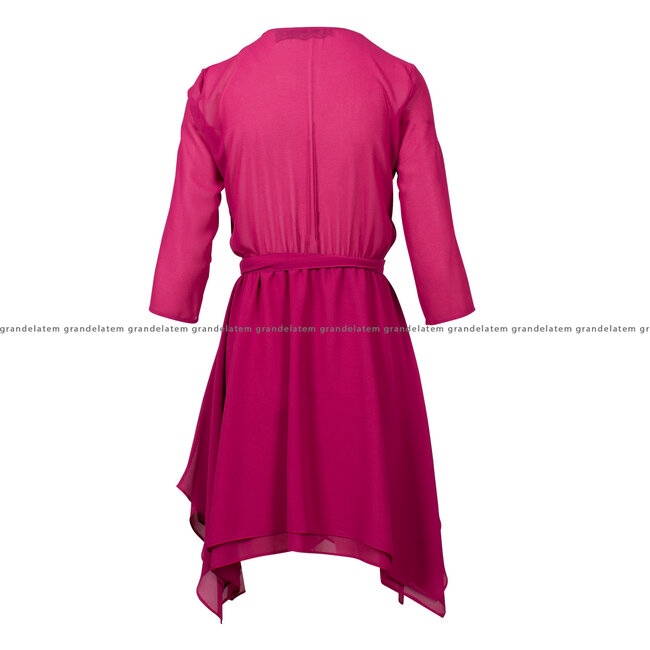 PATRIZIA PEPE Asymmetrical georgette dress - Ceremony Fuchsia 2A2603_A248_M447