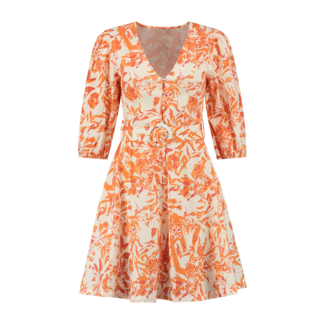 NIKKIE NIKKIE Rachel Structure Dress - Sun Orange/Cream // UITVERKOOP MERK