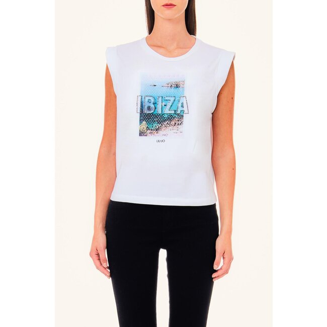 LIU JO  White LIUJO JERSEY SUMMER PLACE - T-shirt MA4332-J5003 - N9277 ⎜ WEBSHOP