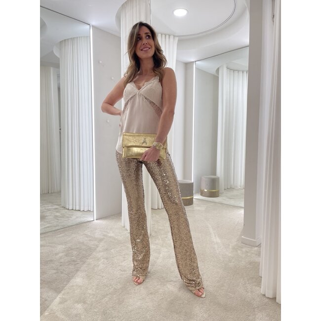 PATRIZIA PEPE TROUSERS Gold Sequins 8P0569 - A374 - Y448  ⎜ WEBSHOP