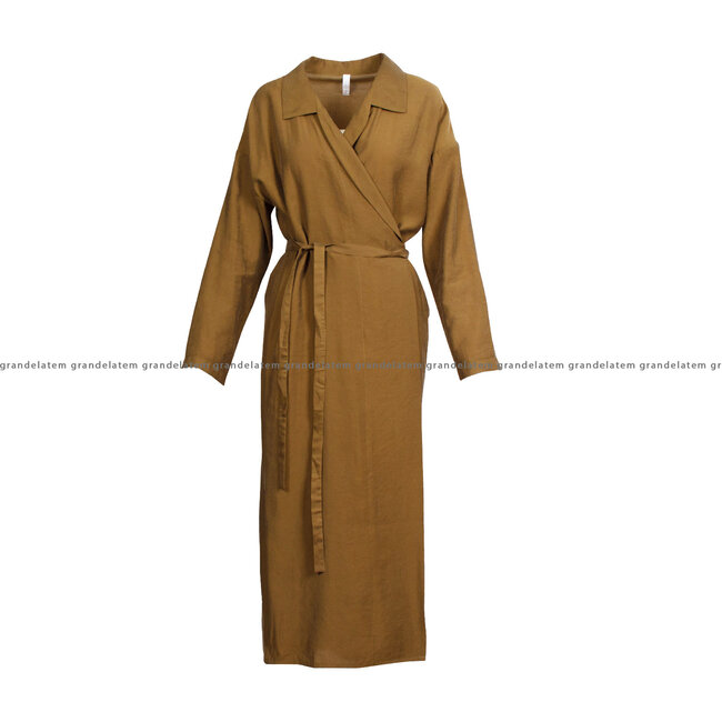 Les Bo-hemiennes kledij kleed - WRAP DRESS - KAKI VISCOSE ⎜ WEBSHOP