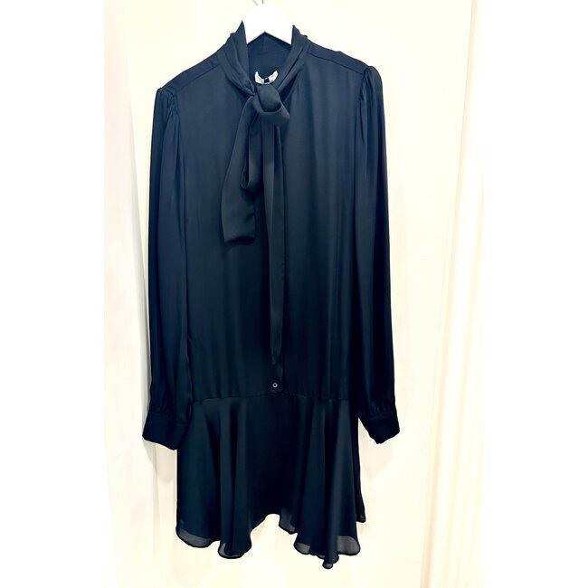 Fracomina kledij kleedjes  - SHORT CHEMISIER DRESS WITH BELT BLACK - FR24WD1003W73101-053