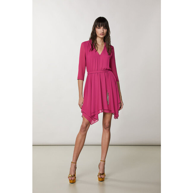 PATRIZIA PEPE Asymmetrical georgette dress - Ceremony Fuchsia 2A2603_A248_M447