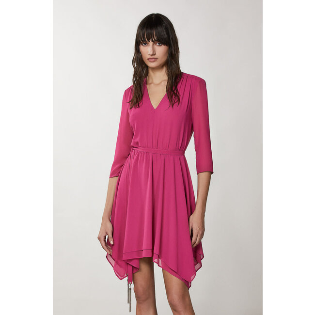 PATRIZIA PEPE Asymmetrical georgette dress - Ceremony Fuchsia 2A2603_A248_M447