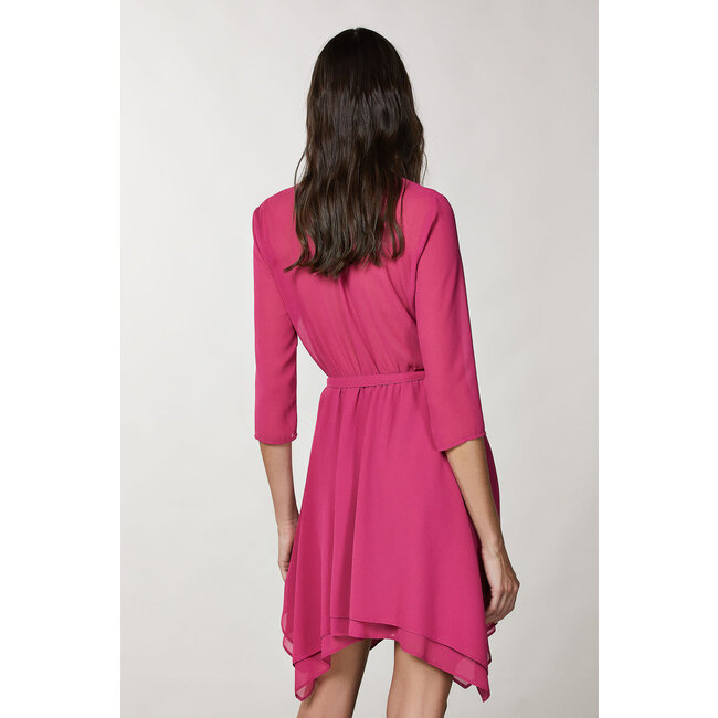 PATRIZIA PEPE Asymmetrical georgette dress - Ceremony Fuchsia 2A2603_A248_M447