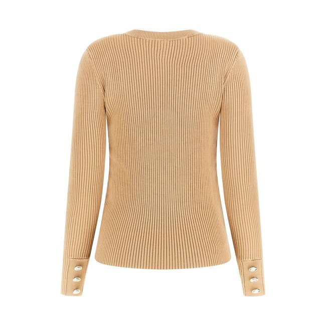 MARCIANO kledij top  - ISA LS V NECK TOP SW HERB TAN - 4YGR26 - 5613Z - G1K9