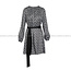 Fracomina kledij kleedjes  - LONG SLEEVES SHORT DRESS WITH BELT BLACKWHITE - FR24WD1009W470K1-060