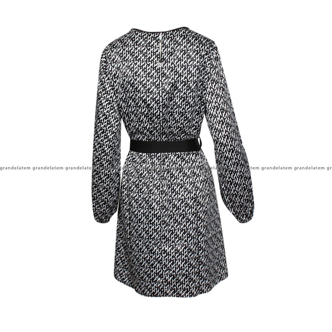 Fracomina kledij kleedjes  - LONG SLEEVES SHORT DRESS WITH BELT BLACKWHITE - FR24WD1009W470K1-060