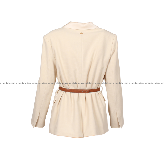LONG TAILOR JACKET INCLUDED WITH LOGO PU BELT SAND - FR25SJ3005W76201-251 - webshop