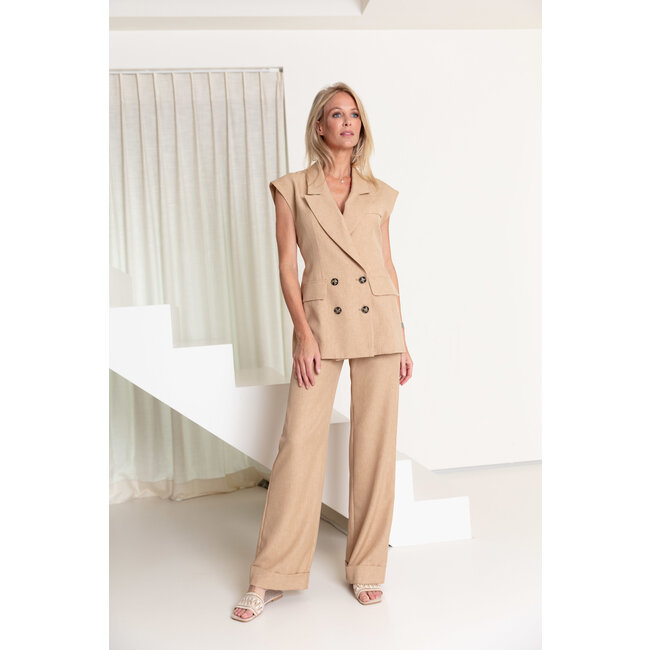 AC by Annelien - Georgia Geklede broek combo ginny TAUPE