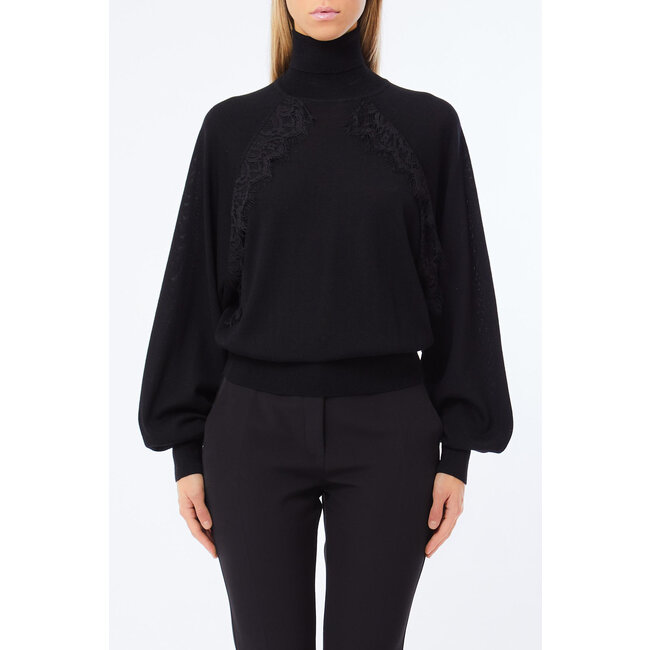 LIU JO PEARCING PERLA MERINOS  SWEATER NERO CF5326-MA82O - 22222