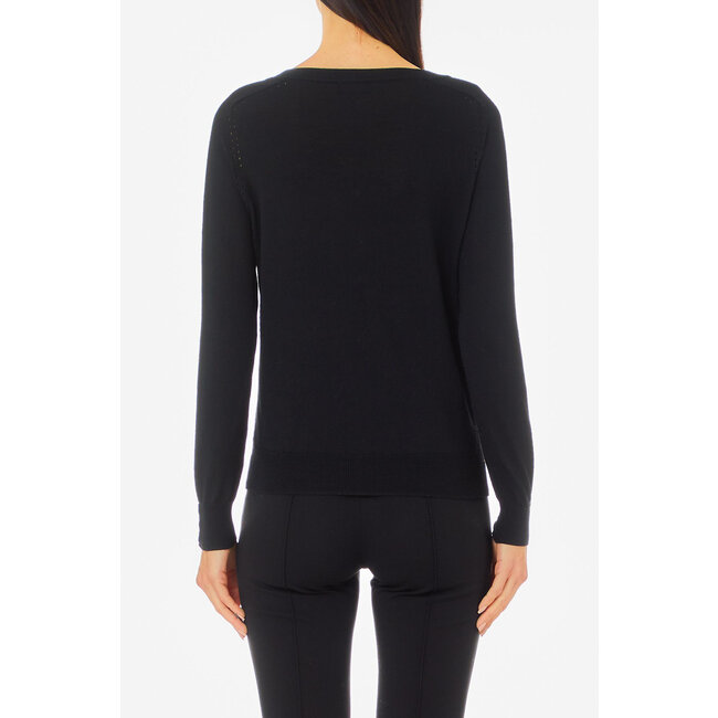 LIU JO PEARCING PERLA MERINOS  SWEATER NERO CF5412-MA82O - 22222