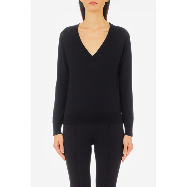 LIU JO PEARCING PERLA MERINOS  SWEATER NERO CF5412-MA82O - 22222