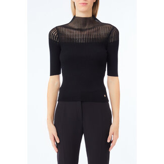 LIU JO LIU JO SERIE A COSTE CON TRASPA  SWEATER NERO CF5075-MS99E - 22222 LIU JO LIU JO SERIE A COSTE CON TRASPA  SWEATER NERO CF5075-MS99E - 22222