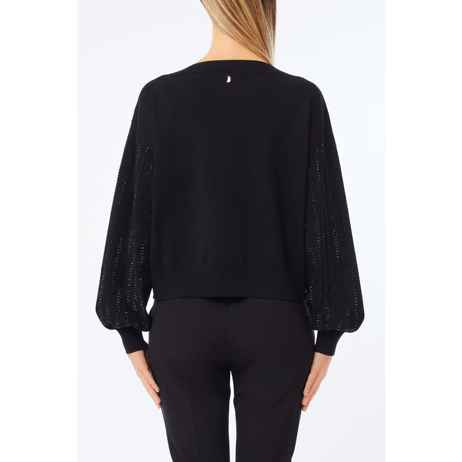 LIU JO Viscosa con appl.strass  SWEATER NERO/ROWS STRASS CF5271-MA96E - M9798