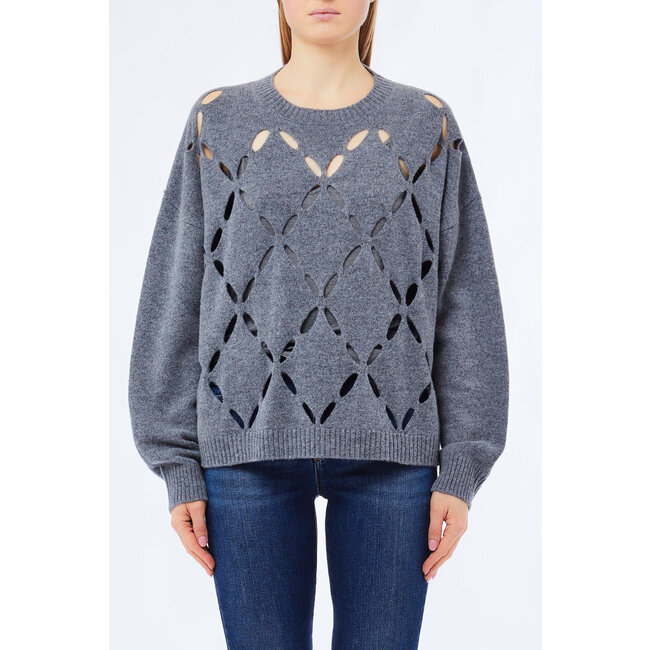 LIU JO ARGYLE HOLES  SWEATER GRIGIO MD.MELANGE MF5039-MS009 - 02050