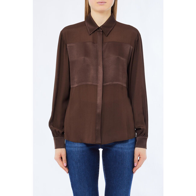 LIU JO LIUJO CREPE DE CHINE+RASO  BLOUSE CIOCCOLATO MF5106-T2578 - 90915
