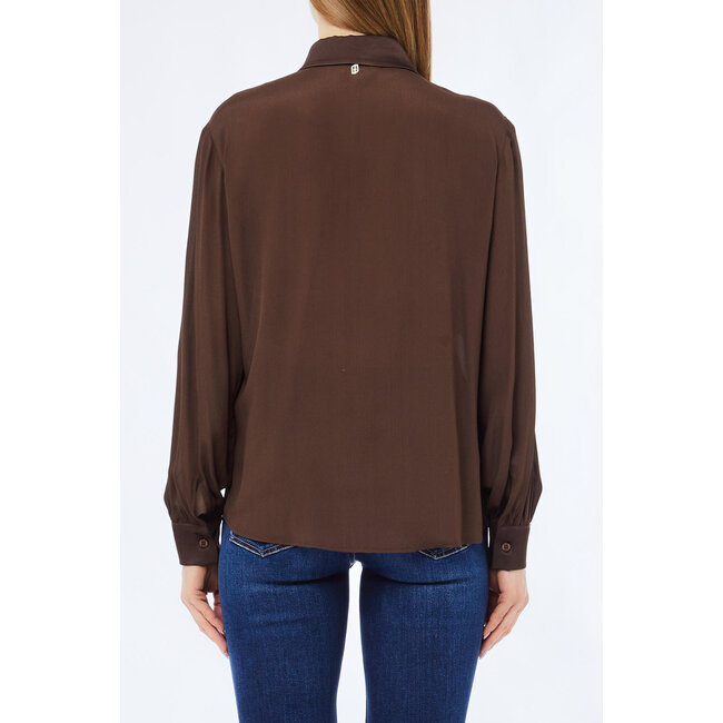 LIU JO LIUJO CREPE DE CHINE+RASO  BLOUSE CIOCCOLATO MF5106-T2578 - 90915