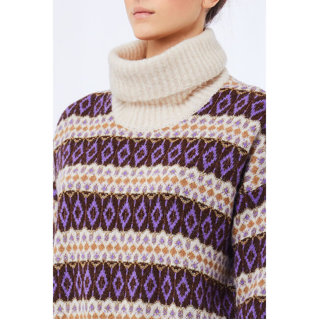 LIU JO SOFT JACQUARD  SWEATER VIOLET JACQUARD MF5241-MA58P - P9088
