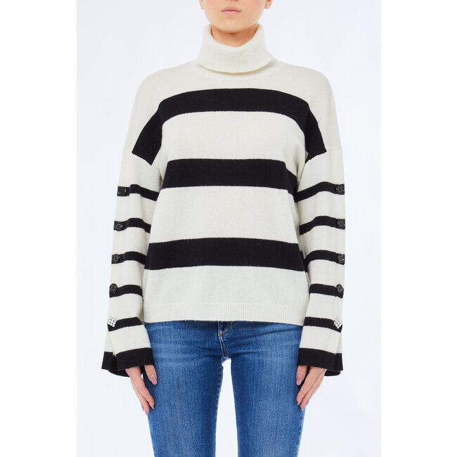 LIU JO STRIPED SOFT MIXED  SWEATER BIANCO/NERO MF5127-MS009 - W9230