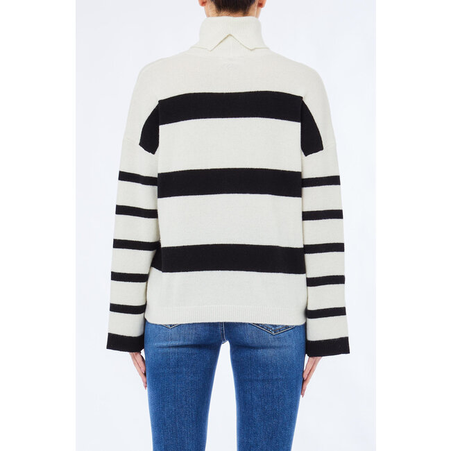 LIU JO STRIPED SOFT MIXED  SWEATER BIANCO/NERO MF5127-MS009 - W9230