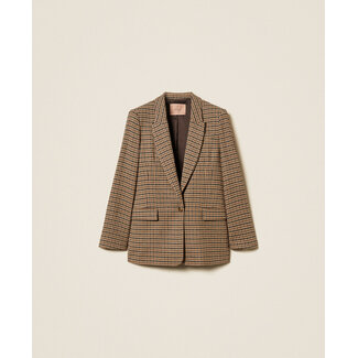 TWINSET TWINSET BLAZER - SMALL CHECK CAMMELLO/NERO - 252TT2420 - 12884