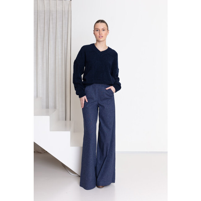 AC by Annelien Coorevits - Dambord trui DANIRA v hals Navy _ webshop