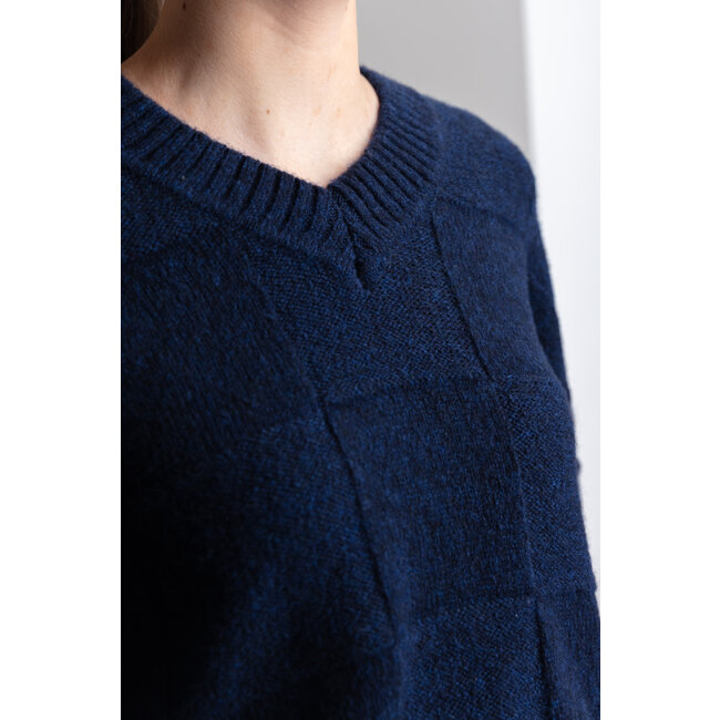 AC by Annelien Coorevits - Dambord trui DANIRA v hals Navy _ webshop