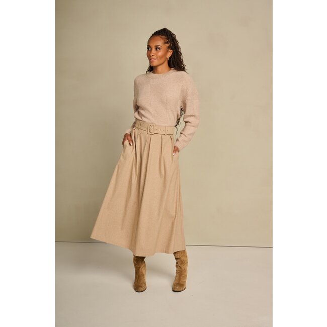 AC by Annelien Coorevits - Dambord trui DANNI ronde hals creme _ webshop