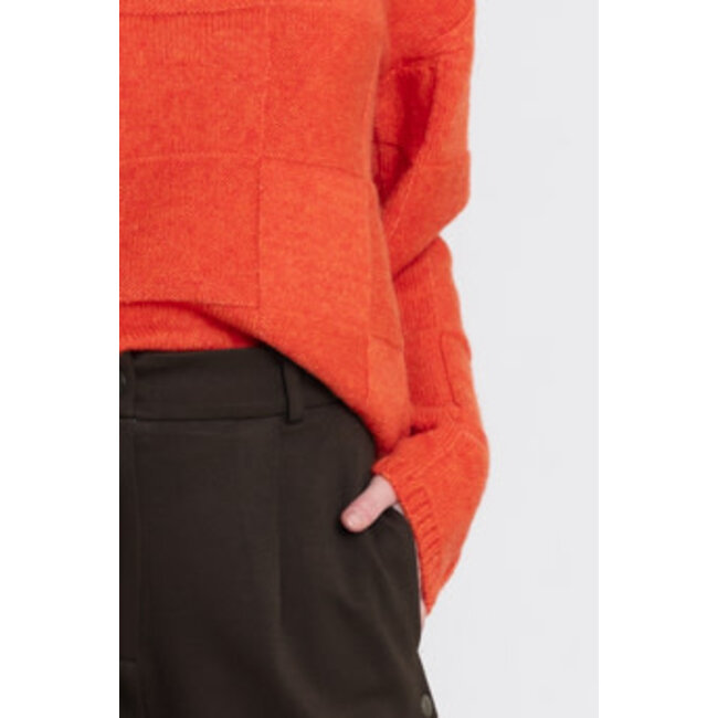 AC by Annelien Coorevits - Dambord trui DANNI ronde hals oranje _ webshop