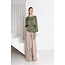 AC by Annelien Coorevits - Blouse NATHALIE boothals, 3/4 mouw, langer model khaki _ webshop