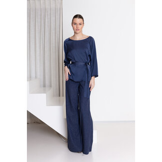 AC by Annelien Coorevits AC by Annelien - Blouse NATHALIE boothals, 3/4 mouw, langer model navy