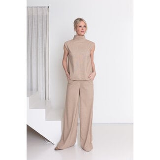 AC by Annelien Coorevits AC by Annelien - Top OSCAR mouwloos spikkels beige