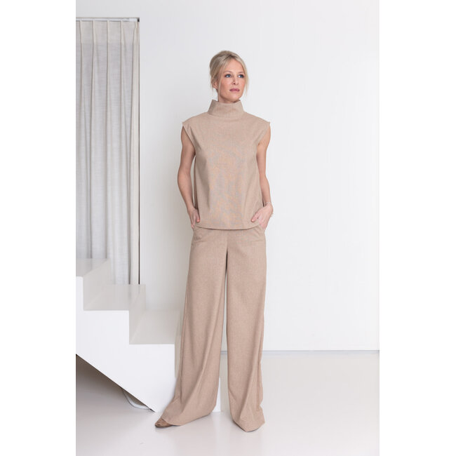 AC by Annelien Coorevits - Top OSCAR mouwloos spikkels beige _ webshop