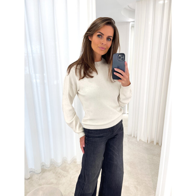 LIU JO GARMENT DYE PAILLETTES  SWEATER BIANCO LANA MET. MF5483-MA27R - W9167