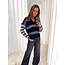LIU JO STRIPED SOFT MIXED  SWEATER BIANCO/NERO/GRIGIO MF5128-MS009 - C3819