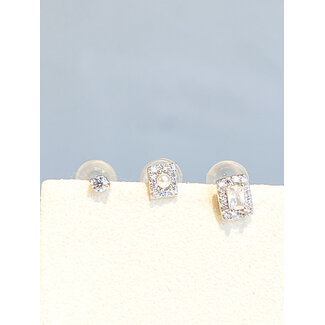 Selected by Kelly oorbellen 1 silver s925 (set 3 rechthoekig)