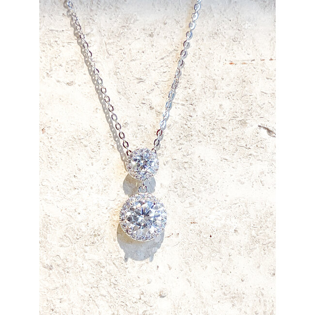 ketting 3 silver s925 steen. dubbel