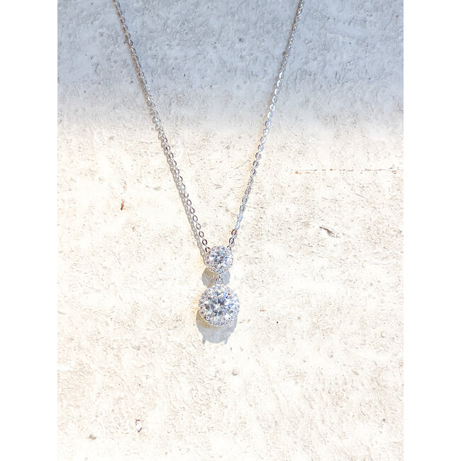 ketting 3 silver s925 steen. dubbel