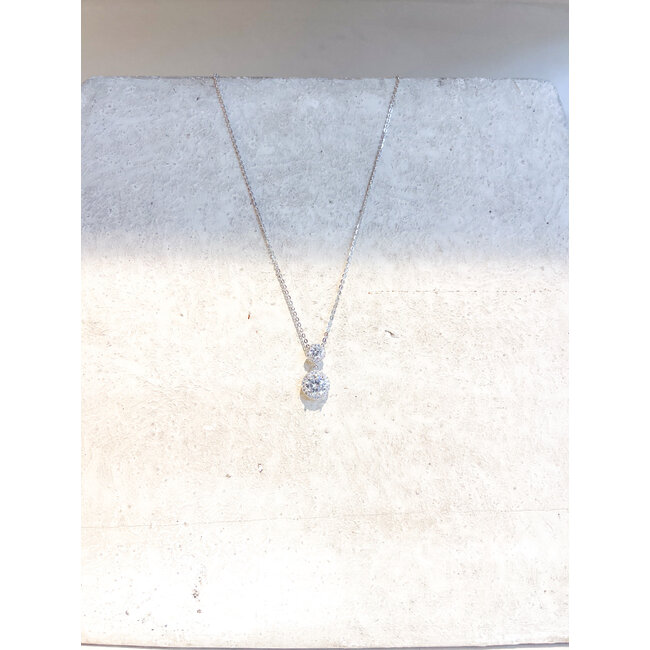 ketting 3 silver s925 steen. dubbel