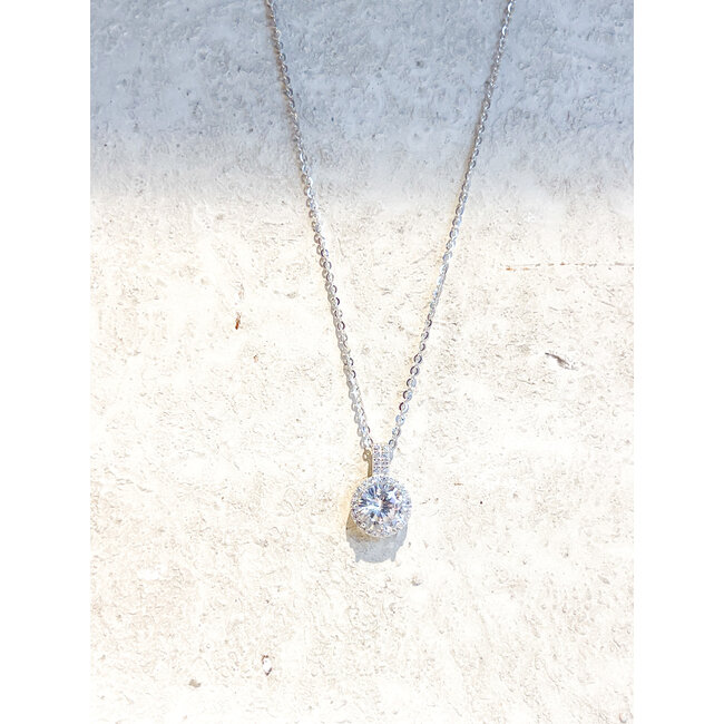 ketting 2 silver s925 steen hanger strass