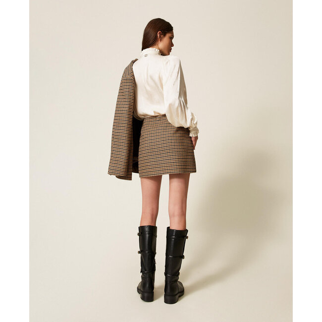 TWINSET minirok - SMALL CHECK CAMMELLO/NERO - 252TT2422 - 12884 _ webshop