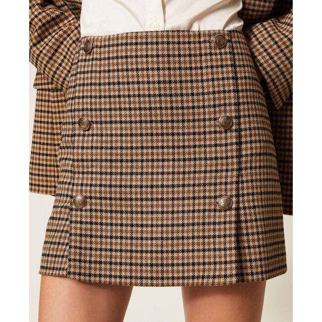 TWINSET minirok - SMALL CHECK CAMMELLO/NERO - 252TT2422 - 12884 _ webshop