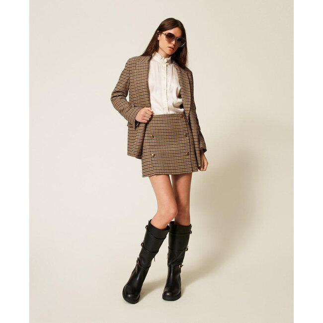 TWINSET minirok - SMALL CHECK CAMMELLO/NERO - 252TT2422 - 12884 _ webshop