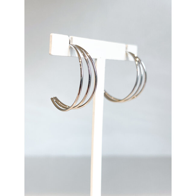 oorbellen DF5 014 creool dubbel zilver  SS