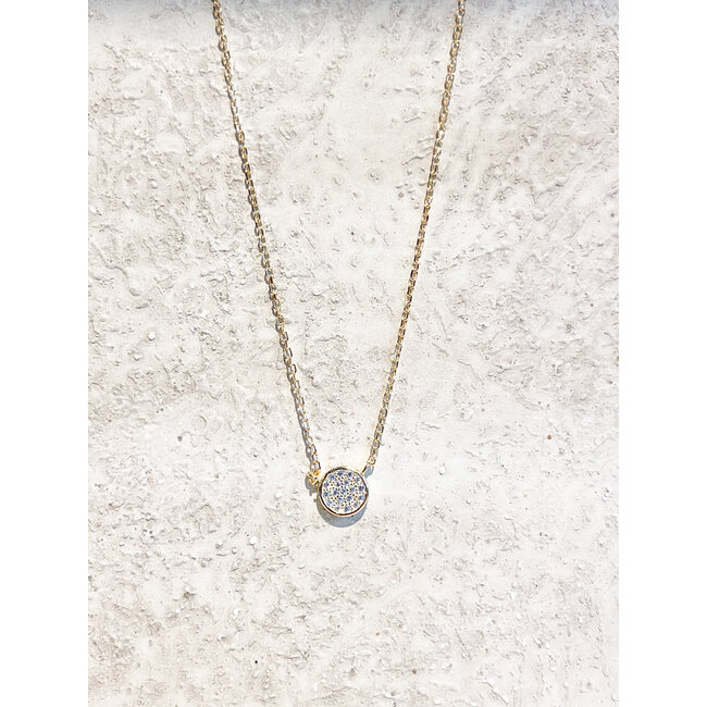 ketting Silver DF5 03 cirkel strass goud