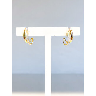 Selected by Kelly oorbellen KF5 35 silver dubbele boog m strass gold