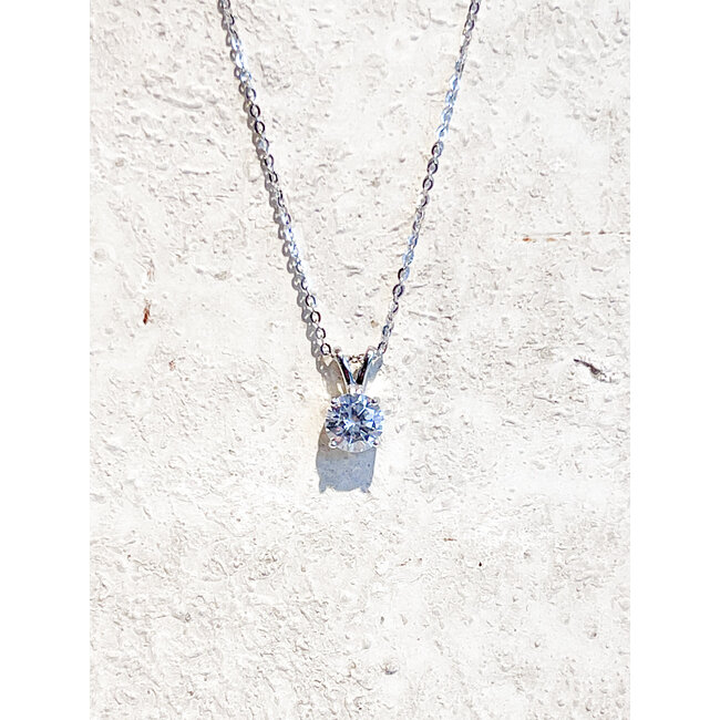 ketting 4 silver s925 steen enkel hanger